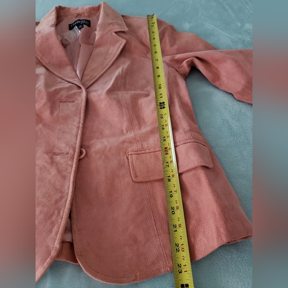 Coral/pink Peach Suede Chadwicks of Boston Classic Lined Blazer 10 petite - Picture 14 of 16